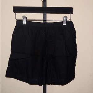 Commense Black Elastic Waist Linen Cotton Blend Shorts Women’s Size L